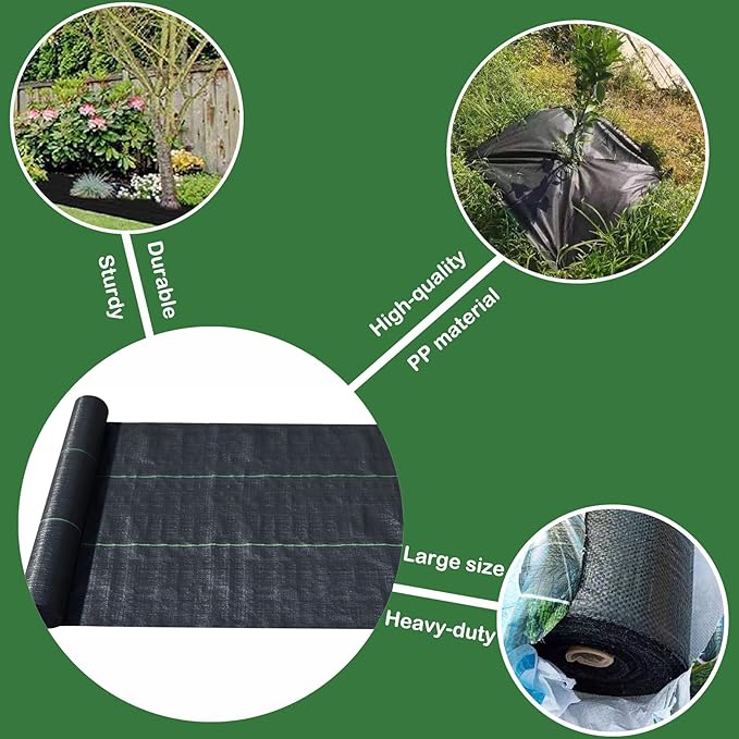 Landscape Weed Barrier Fabric Woven - 4 x 150 FT Heavy Duty Weed Block Planting Cover Fabric Garden Bed Ground Cover for Gardening Agriculture