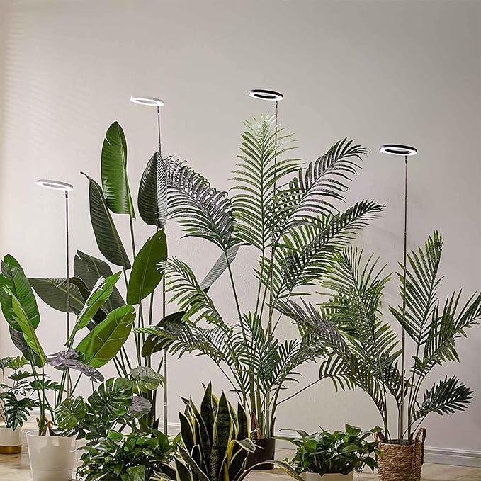 FILFEEL 10W Plant Grow Light Full Spectrum Sunlight 3/9/12 Hour Timer 10-Level Dimming for Large Potted Plants (White 72 Beads)