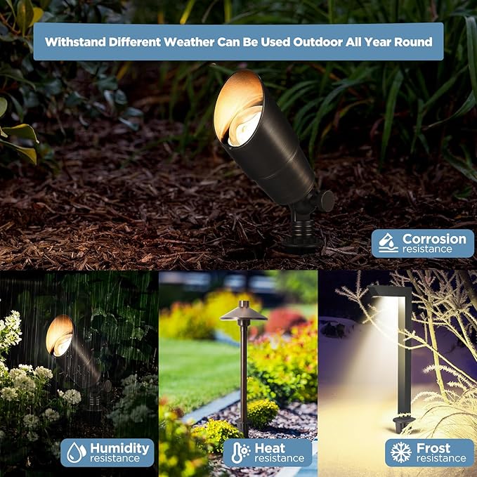 Gardencoin ABS Ground Spikes Stakes Replacement with Brass Insert 1/2 NPT Thread Side Wire Way Larger Size 9.44'' x 2.95'' for Landscape Path Lighting Spotlight Floodlight 10 Pack