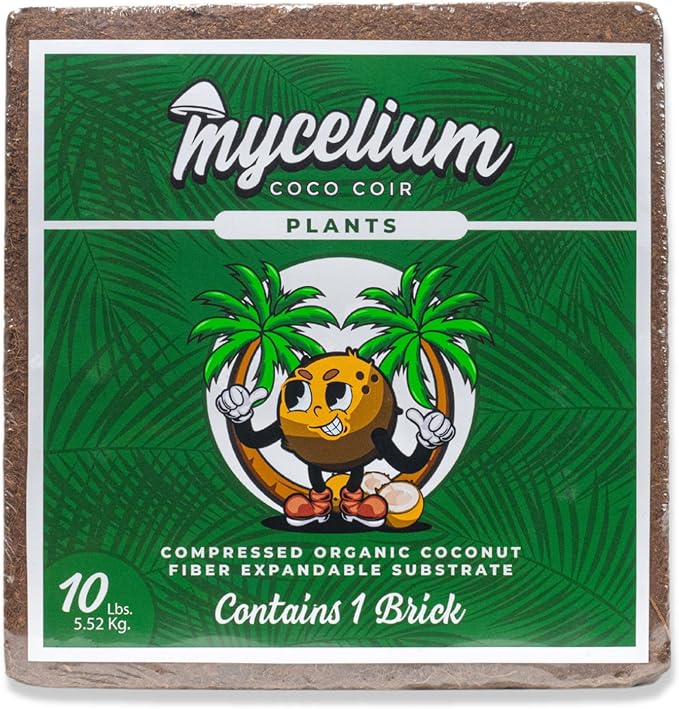 Mycelium Coco Coir Brick I Expandable Organic Coconut Fiber Substrate I Plants Potting Soil Mix for Indoor &amp Outdoor Gardening Succulents &amp Cactus I OMRI Certified &amp Non-GMO Soil Alternat