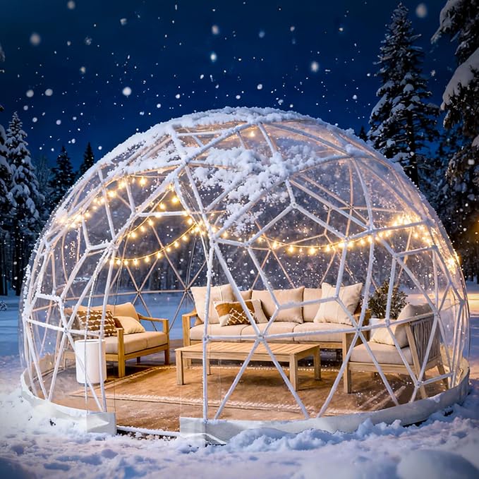 Garden Dome Tent 9.6/12/15 ft Outdoor Clear Bubble Tent for 2-8 Person All-Weather Geodesic Dome Greenhouse with Window &amp Door PVC Transparent Tent for Patio Camping Party