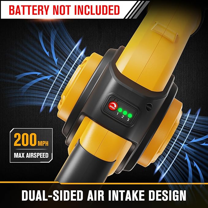 Cordless Leaf Blower Compatible with Dewalt 20V Max Battery (Tool Only) Up to 200MPH Small Electric Leaf Blower 3 Speeds Mode Battery Powered Mini Leaf Blowers for Patio