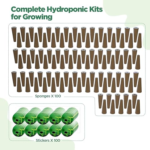 LETPOT 200 Pcs Seed Pod Kits Replacement Root Growth Sponges Seed Pods Seed Starter Sponges Kit for Hydroponic Indoor Garden System with 100 Sponges 100 Stickers