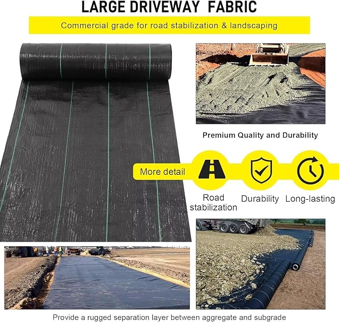 forimo Driveway Fabric 2.5x500 ft Road Fabric Commercial Barrier Fabric Landscape Fabric Heavy Duty 4OZ French Drain Fabric for Erosion ControlLandscape FabricConstruction Projects