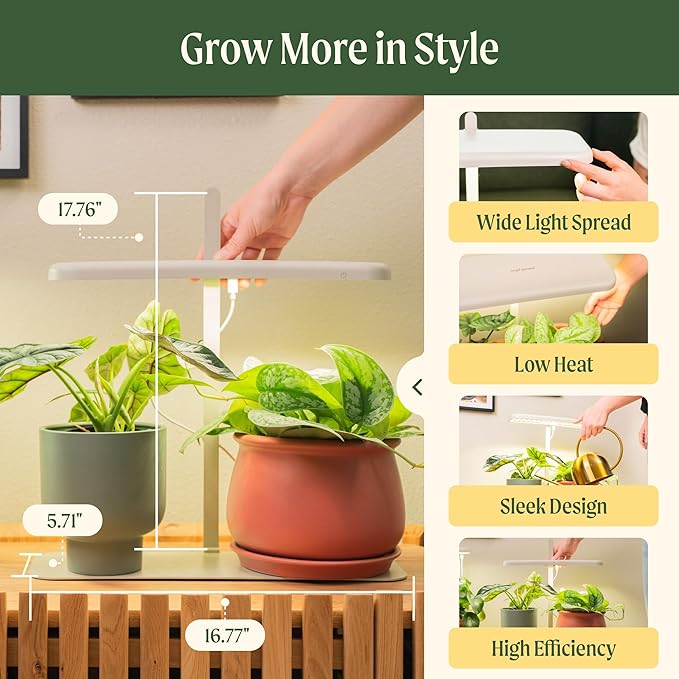 Vego garden Starter Grow Lights Stand for Indoor Plants Full-Spectrum White Light LED Grow Light with Customized Adjustable Height for Microgreens