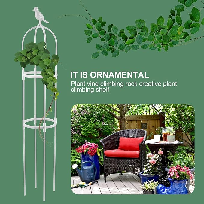 YARNOW Adjustable White Metal Plant Vine Climbing Rack Trellis for Garden and Outdoor Use 25cm Diameter X 120cm Height Practical Gardening Vine Support Shelf for Climbing Flowers