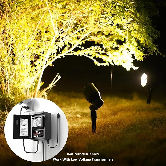 4 Pack - Malibu 9604 Flood Light Low Voltage Landscape Lighting - 20W 145 Lumens Halogen Malibu Outdoor Lights 2800K with Stake Connector