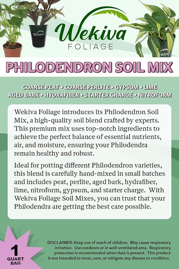 Philodendron Growing Soil Mix – 3 Quarts - Custom Soil Blend – Potting Mix for Philodendron Plants – Specially Developed by and for Professional Nursery Growers - Nutrient-Rich Formula
