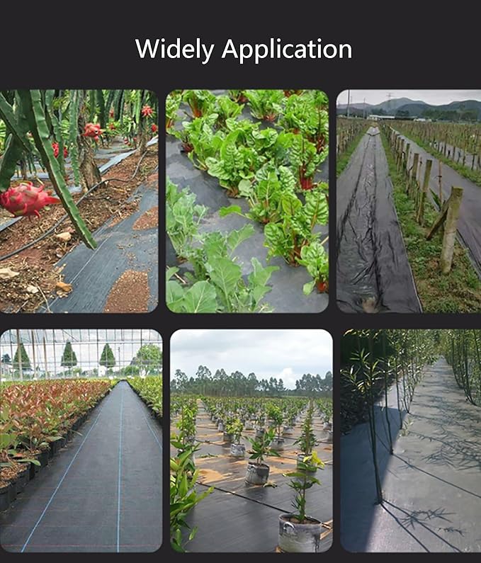 Weed Control Fabric Heavy Duty Weed Barrier Membrane Cut Easily Landscape Ground Cover Weed Barrier Mat for Gravel Artificial Grass Lawn Underlay(1.5 * 100m)