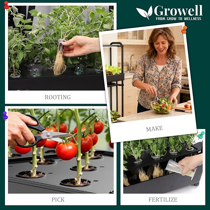 60-Pod Hydroponics Growing System Large Vertical Hydroponic Garden with Smart Full-Spectrum Grow Lights Auto Circulating Water Mobile Indoor Gardening System for Herbs Vegetables &amp Fruits