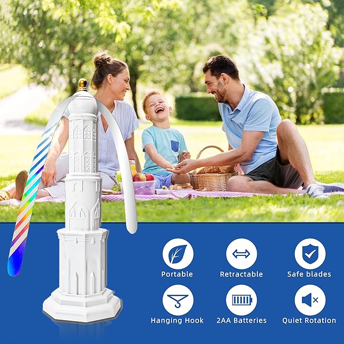 4pcs Fly Fans for Tables Repellent Fan to Keep Flies Away Portable Deterrent Spinner for Picnic Restaurant Party Home BBQ (White)