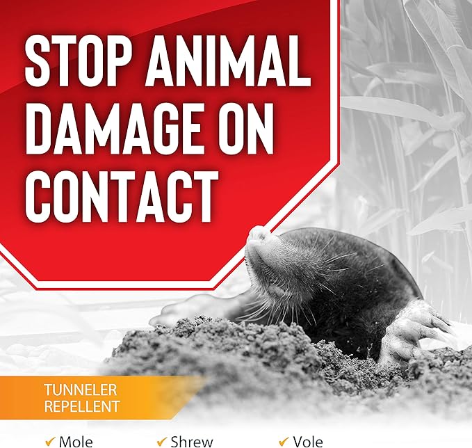 Mole &amp Vole Stopper Granular Animal Repellent All Natural Effective All Year Round Safe for People and Pets No Harsh Chemicals Ready to Use Mole &amp Vole Animal Repellent - 12 lb. Bulk