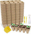 SYITCUN 400 Cells Seed Starter Tray 40 Pack Biodegradable Seed Starter Kit Peat Pots for Seedlings with 400 Plant Labels 2 Seed Planting Tool and 1 Spray Bottle