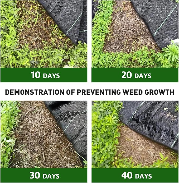 HOOPLE 3ftx150ft Heavy Duty Weed Barrier Fabric Woven Polypropylene Landscape Fabric for Weed Control | Durable Weed Block Ground Cover Garden &amp Driveway Fabric | Commercial Grade Landscaping Fa