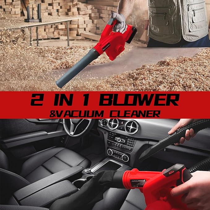 Cordless Leaf Blower for Milwaukee Battery2-in-1 Handle Electric Blower + Vacuum Cleaner 6 Variable Speed Up to 180MPHElectric Jobsite Air Blower with Brushless Motor (Only Tools)