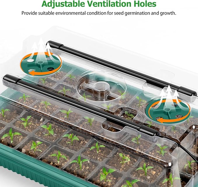 Seed Starter Tray with Grow Light 80 Cells Seed Starter Kit with Humidity Dome Indoor Seedling Starter Trays Adjustable Brightness and Timed Plant Germination Starter Trays for Seeds Growing 2 Pack