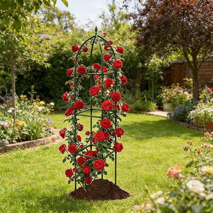 Garden TrellisAdjustable Height Vertical Obelisk Stand - Tall Trellis for Climbing Plants Outdoorfor Balcony House Outside Wedding Vegetable Flower Fruit