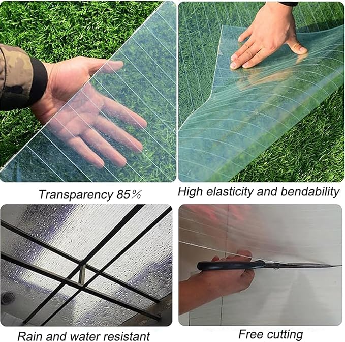 3.2x32.8ft Clear Polycarbonate Roof Panel UV Resistant Impact Resistant Cover for Pergola Greenhouse Outdoor Gardening Shed Canopy Easy Cut Acrylic Plastic Sheet (Clear)