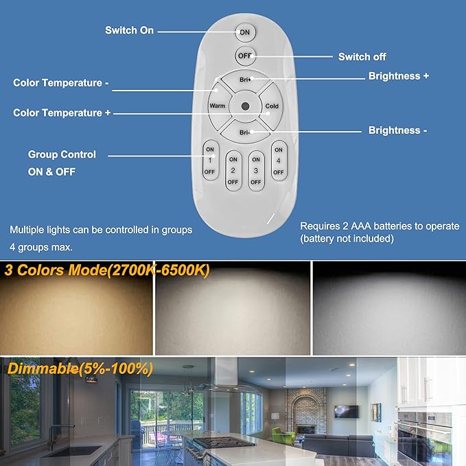 Kiven LED Indoor/Outdoor Waterproof Spotlight Dimmable Porch Light with 9.84 FT Plug-in Cord and Remote Control Plug in Accent Light with Vinly Siding Hooks for Plants Porch Garden 7W