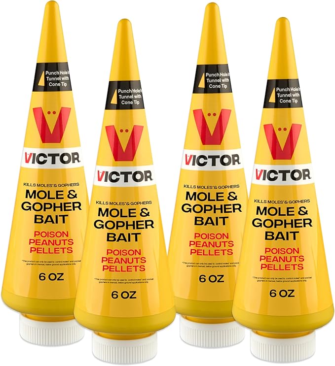 Victor M6006 Outdoor Mole &amp Gopher Poison Peanuts Mole and Gopher Killer Bait 4 Pack
