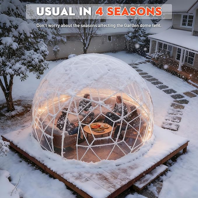 9.7 x 5.7 FT Garden Dome Tent Outdoor TPU Greenhouse for 2-4 Person Greenhouse Garden with Window Waterproof Clear Dome Tent Suitable for Camping Party Wedding Christmas