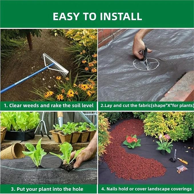 Weed Barrier Fabric Garden Landscape Fabric Weed Barrier Heavy-Duty Road Gardening Mat Polypropylene