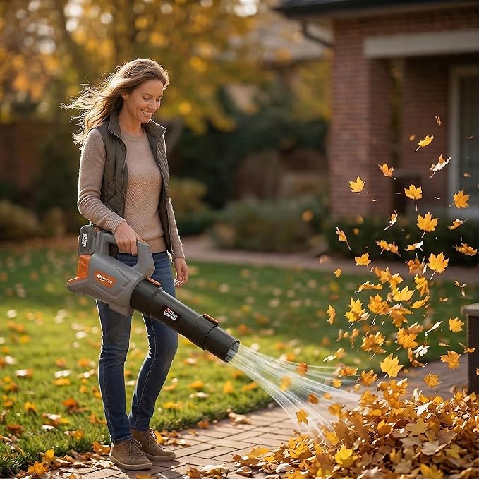 Keenstone Leaf Blower Cordless 20V Electric Blower with 4.0Ah Battery and Charger Stepless Speed Control One-Handed Operated Lightweight Leaf Blowers for Lawn Care Patio Yard