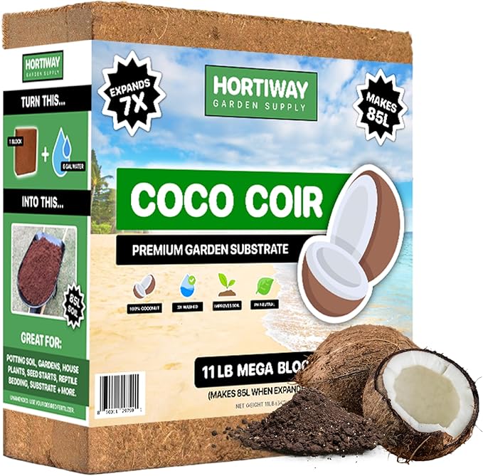 11lbs Premium Coco Coir Brick -100% Organic Coconut Coir for for Plants Low EC &amp pH Balance Natural Compressed Growing Medium Coconut Core for Gardening Planting &amp Potting Soil Substrate