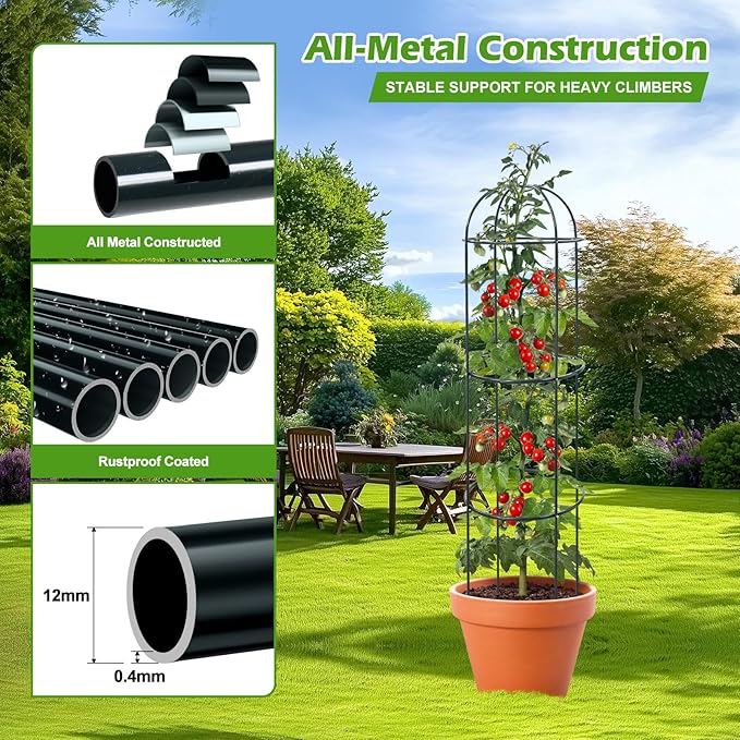 Trellis for Climbing Plants Outdoor 75 Tall Heavy Duty Metal Obelisk Garden Trellis Climbing Plant Support for Heavy Tomatos Cucumber Potted Vine Flower Rose Clematis Vegetable Pea Bean Trellises