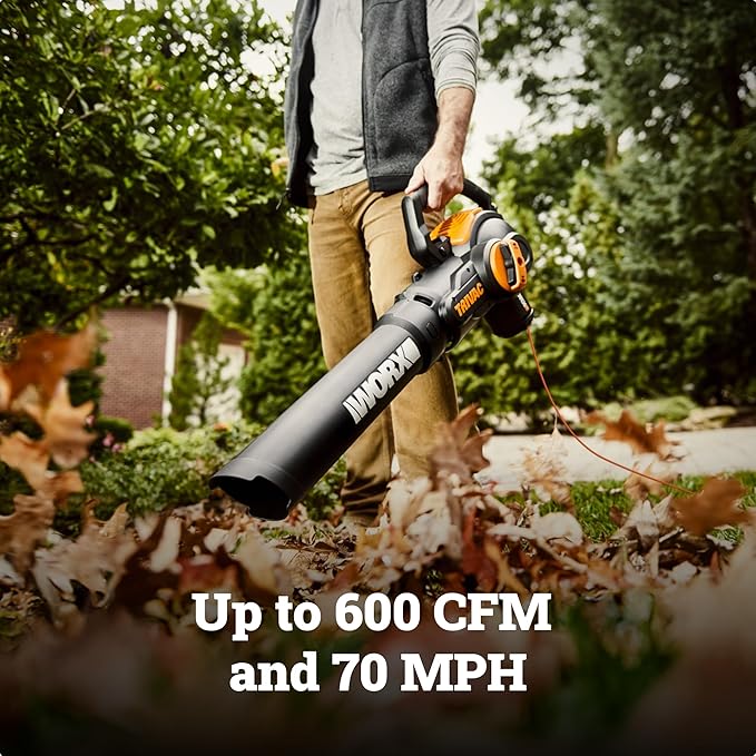 WORX Trivac 3 in 1 Electric Leaf Blower for Lawn Care Leaf Vacuum with 600 CFM Leaf Mulcher with Metal Impeller WG512