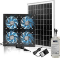 Solar Exhaust Fan for Greenhouse Solar Chicken Coop Fan with 25W Solar Panel &amp 4 Pcs High-Speed Brushless DC Ventilation Fans for ShedAtticsBarnsDog Houses with 6000mAh Battery