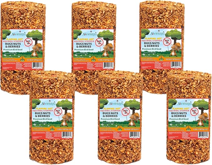 JCs Wildlife Squirrel Stopper Bugs Nuts &amp Berries Small Cylinder 1.5lbs (6-Pack)