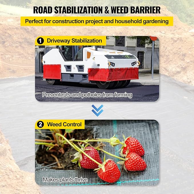 Happybuy Driveway Fabric 13x108ft Commercial Grade Landscape Fabric Garden Weed Barrier Fabric Heavy Duty Geotextile Fabric Underlayment Gravel Ground Cover Drainage Fabric Weed Control Blocker