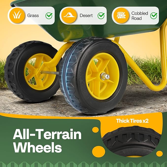 VIVOHOME Kids Wheelbarrow Children Garden cart with Toddler Gardening Tool Set Child Wheel Barrel Outdoor Indoor Toys Gift Green
