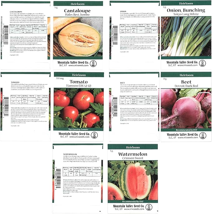 Heirloom Vegetable Garden Seed Collection – Assortment of 15 Non-GMO Easy Grow Gardening Seeds: Carrot Onion Tomato Pea Cucumber Beets Basil More