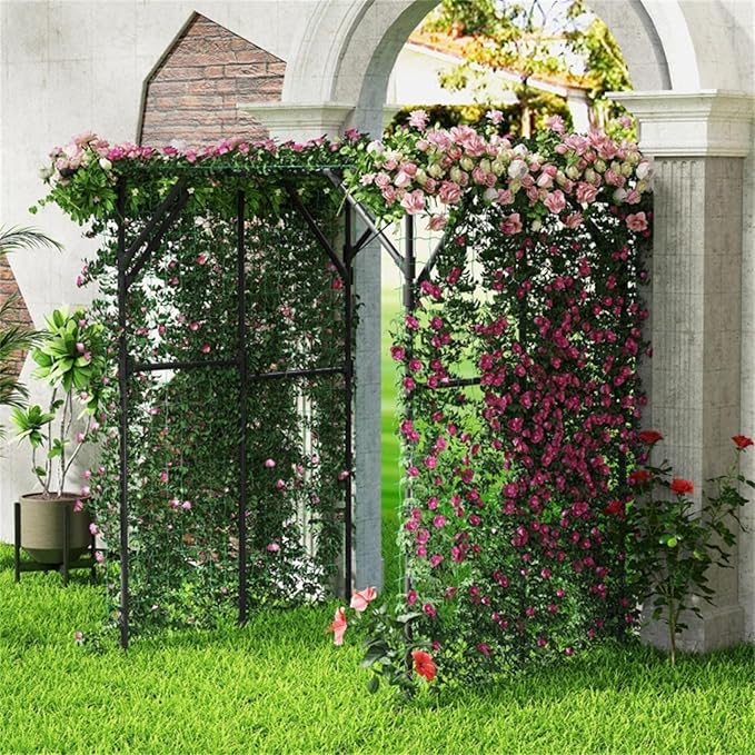 Large Garden Trellis Arch - 79x59x78 PE-Coated Metal Rustproof Plant Support for Climbing VinesClimbing Plants Vegetables Flowers Outdoor Arbor Wedding Party Decoration