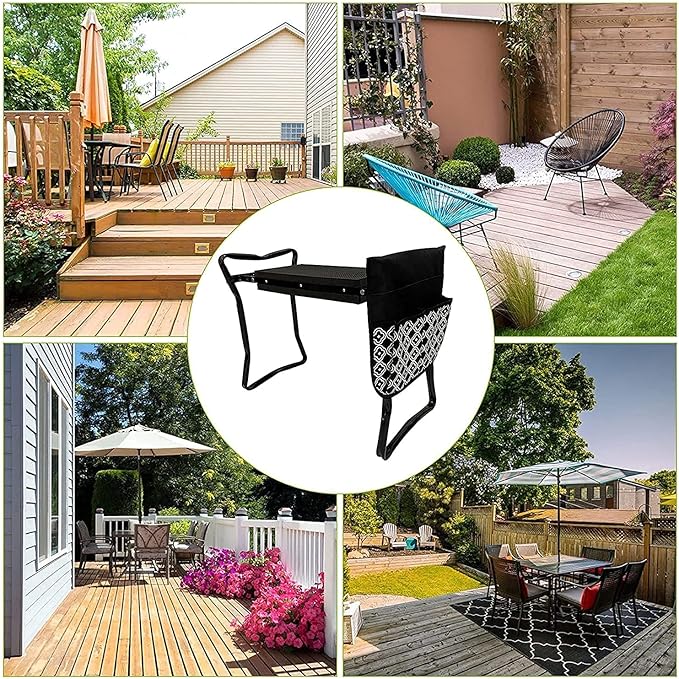 Folding Kneeler Garden Kneeler Garden Kneeler seat with Handles|2 in 1 Foldable Garden Stools with Tool Pouches|Suitable for Outdoor Work and Gardening (Color : Red) (Black)