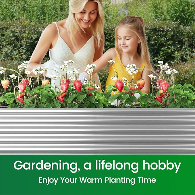 FRIZIONE 3pcs Tall 4x2x1.5ft Galvanized Raised Garden Bed OutdoorSteel Garden Bed for VegetablesAbove Ground Garden Box for FlowerMetal Raised Beds for Gardening