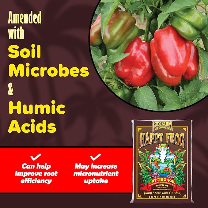 FoxFarm Happy Frog Potting Soil – Ready-to-Use Blend for Container Plants 2 Cubic Feet