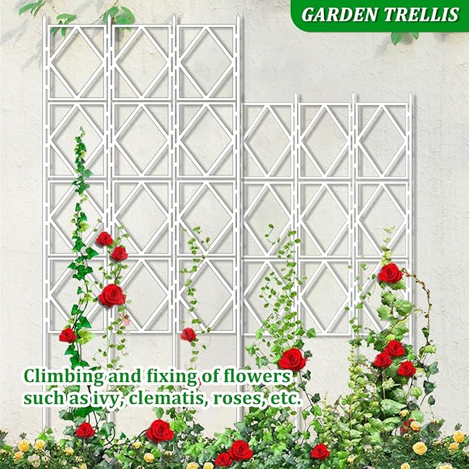 Garden Trellis for Climbing Roses Outdoor Plant Support for Vine Flowers and Vegetables Decoration for Patio Lawn Balcony and Yard - White(W60xH220CM(2.0x7.2FT))