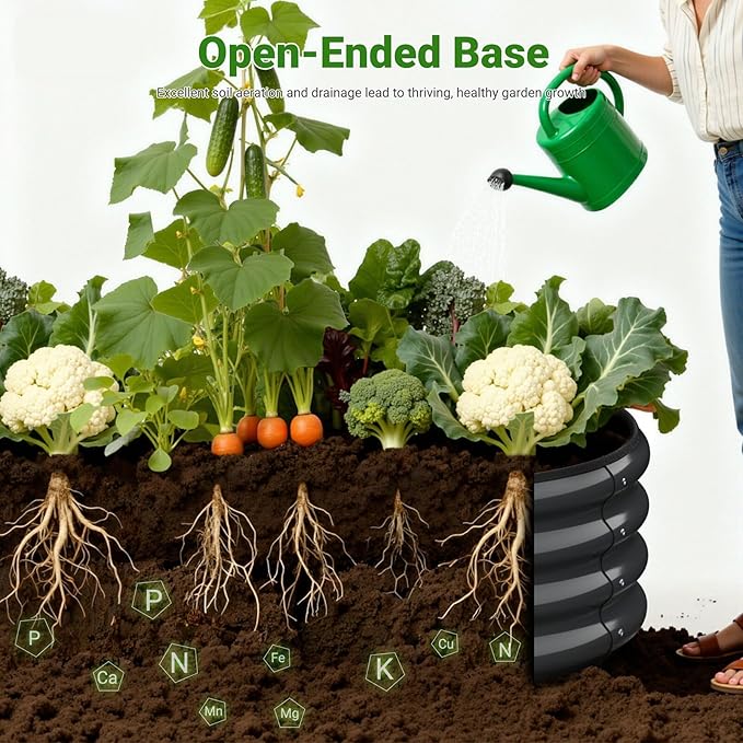 4X2X1 FT Oval Raised Garden Bed Metal Planter Box for Outdoor Gardening Easy Assembly Raised Bed for Vegetables Fruits Flowers(Dark Gray 2PCS)