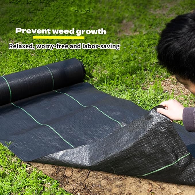 Weed Barrier Landscape Fabric Heavy Duty Commercial Driveway Fabric Weed Control Garden Cloth for Gravel Greenhouse Construction Projects Easy Setup(0.5x200m)