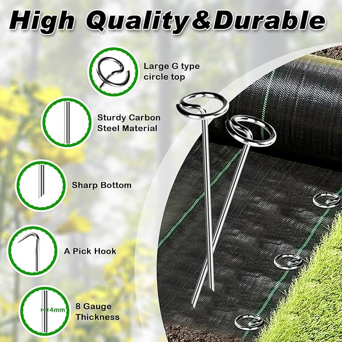 FEED GARDEN 120 Pack Landscape Staples and Weed Barrier Fabric Bundle
