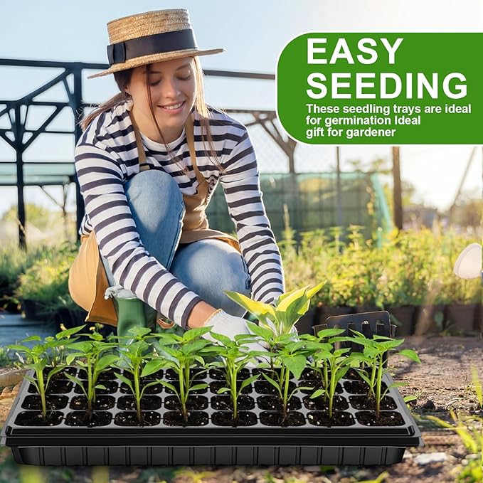 Vesici 32 Pack Seed Starter Trays 32 Cell Seedling Trays with 1020 Flat Tray Deep Plug Nursery Plant Pots for Germination Water Collection Indoor Outdoor Seed Starting &amp Transplanting