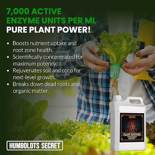 Humboldts Secret Plant Enzymes | 7000 Active Units per mL | Root &amp Soil Enzyme Additive for Hydroponic and Aeroponic Systems | Boosts Growth and Root Strength for Maximum Nutrient Uptake | 16 Oun