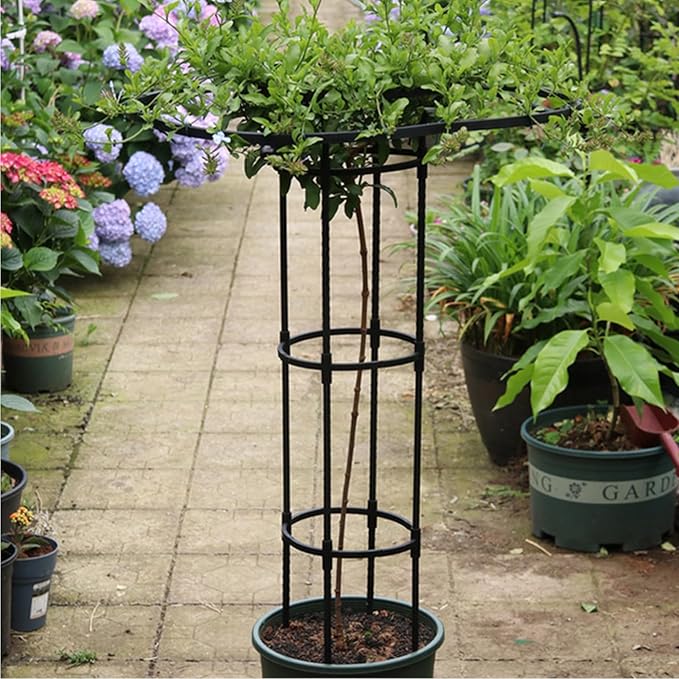 Garden Obelisk 47 Inch Stackable Plant Trellis with Umbrella Design Metal Flower Trellis Plant Support for Outdoor Potted Vines Roses and Vegetables Garden for Climbing Plants