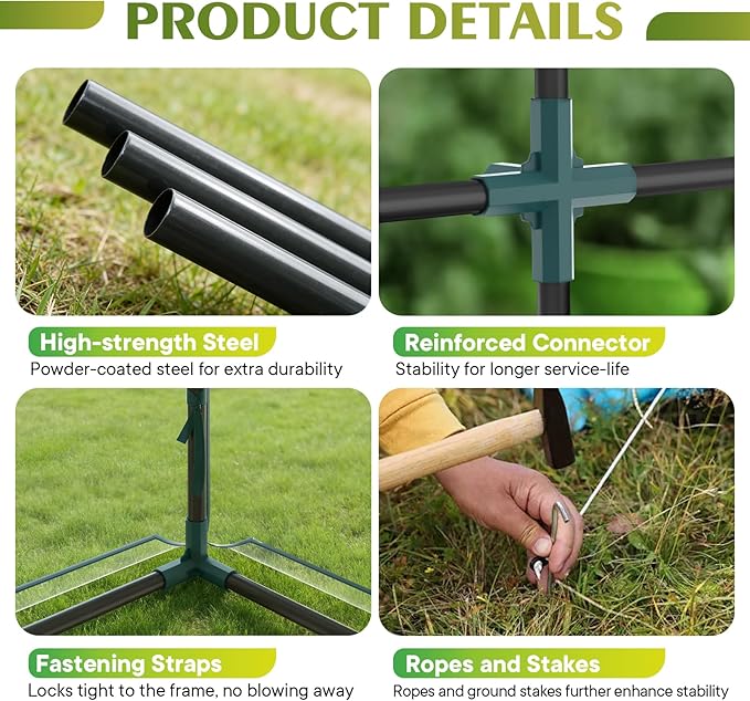 NEWBULIG Walk-in Greenhouse 56.3x56.3x76.7 Outdoor Portable Greenhouse Kit with Thick PVC Cover &amp Roll-Up Zipper Door Sturdy Steel Frame for Backyard Patio Garden Clear