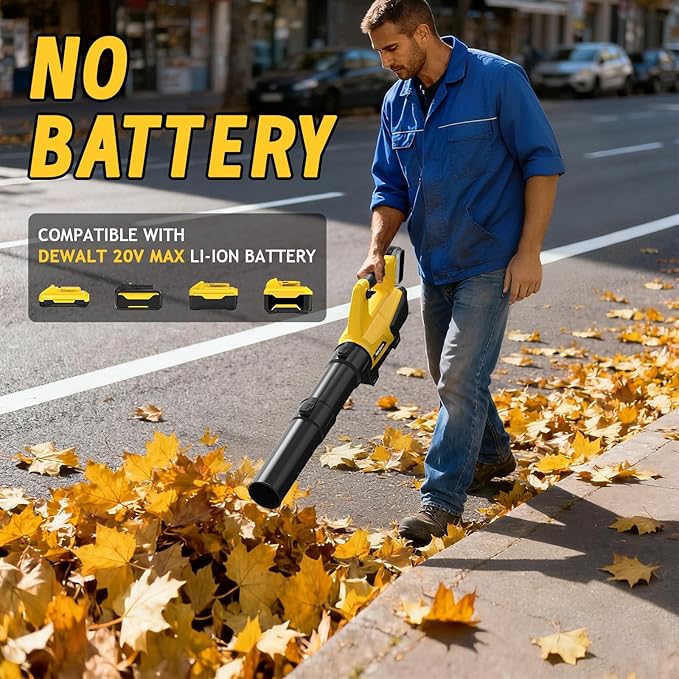 Cordless Leaf Blower Fit for Dewalt 20V 650 CFM Electric Handheld Leaf Blower with Brushless Motor Built-in Protection Variable Speed Turbo Mode for Driveway Lawn Care Yard Snow(Tool ONLY)