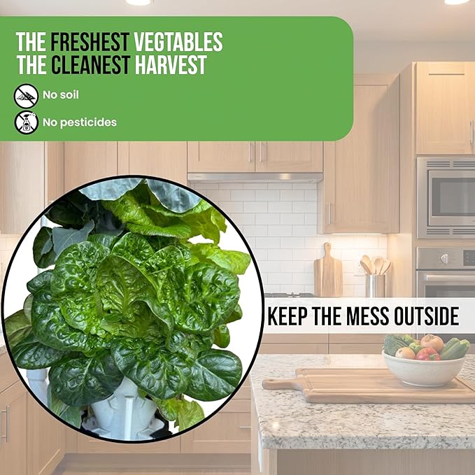 Hydroponic Tower Planter - Complete Plant Growing Starter Kit - Vertical Indoor System for Herb and Vegetable Gardening Microgreens and More - Includes Grow Light Setup Smart WiFi Control
