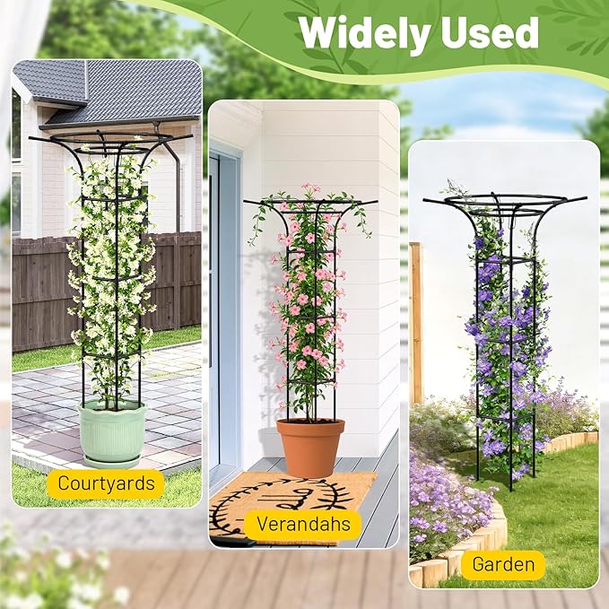 Garden Trellis for Climbing Plants Outdoor 65 Inch Mushroom Top Trellis for Climbing Plants Plant Trellis Support for Potted Plants Climbing Vine Rose Clematis Vegetable Trellis 1 Pack (1)